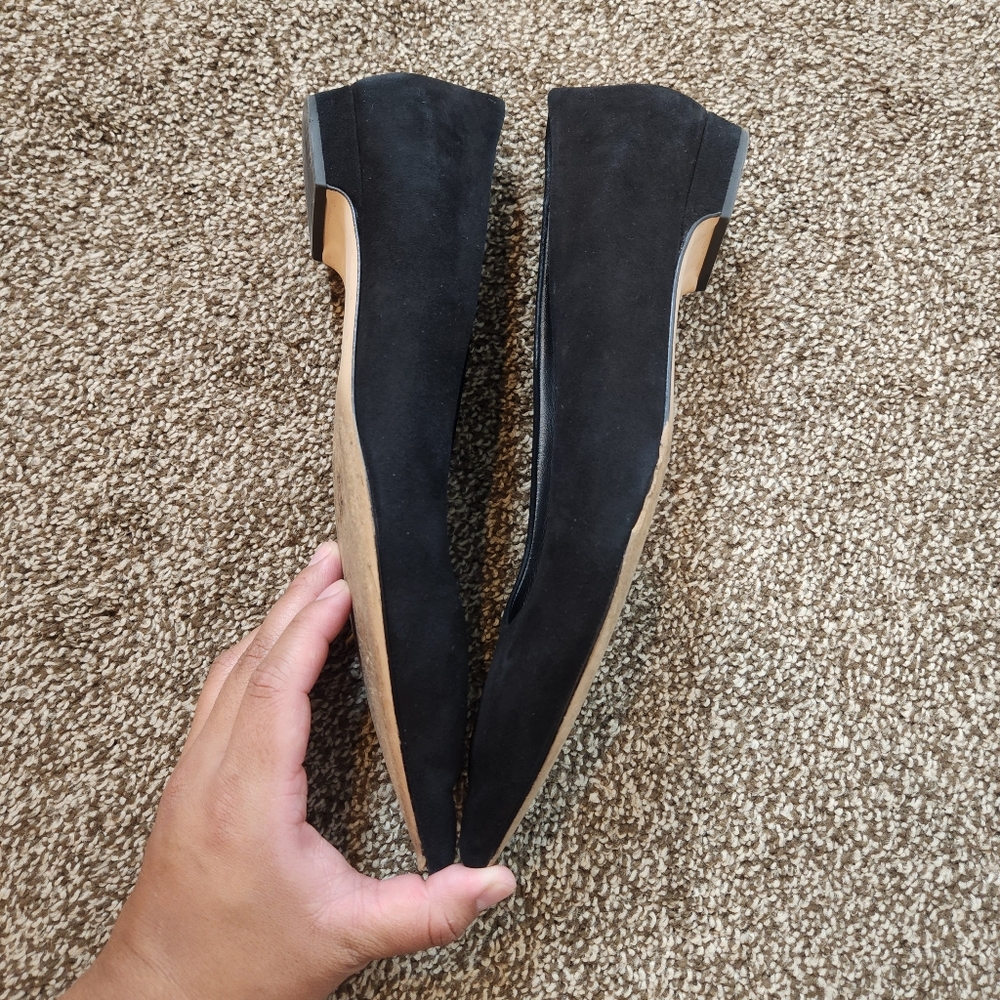 Good American Black Suede Pointed Toe Flat Shoes Size 9 - Picture 3 of 8